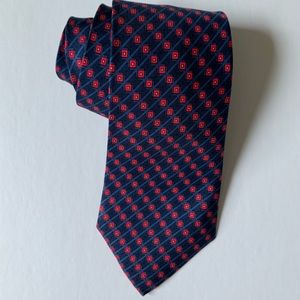 Authentic Hermes necktie in navy blue and dark red